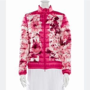 MONCLER WOMEN FUCHSIA FLORAL LIGHTWEIGHT DOWN JACKET ALISIA